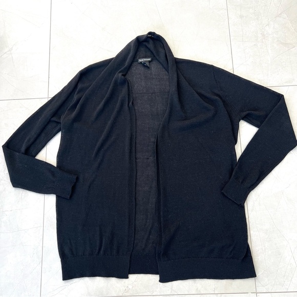 CLUB MONACO Black Sheer Knit Long Sleeves Open Front Lightweight Cardigan Sz M - Picture 11 of 16